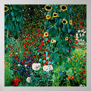 Poster Jardin agricole avec tournesol par Gustav Klimt