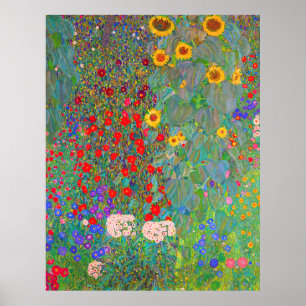 Poster Jardin agricole de Gustav Klimt avec tournesols