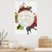 Poster Jardin anglais Botanique Rose Mariage Bienvenue Po (Cuisine)