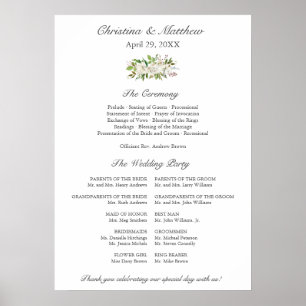 Poster Jardin Antique Programme de cérémonie de mariage