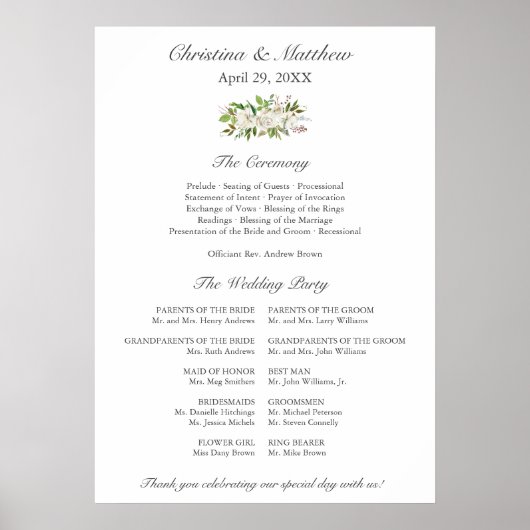 Poster Jardin Antique | Programme de cérémonie de mariage (Devant)