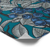 Poster Jardin aux bleuets, bleu et gris (Coin)