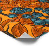 Poster Jardin aux bleuets, bleu et orange (Coin)