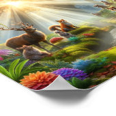 Poster Jardin avec animaux parlants et flore fantastique. (Coin)