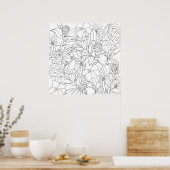 Poster Jardin blanc noir floral (Cuisine)