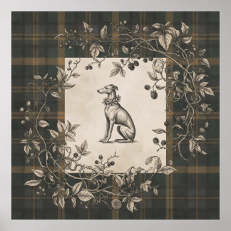 Poster Jardin Botanique de Gravure de Chien Vintage
