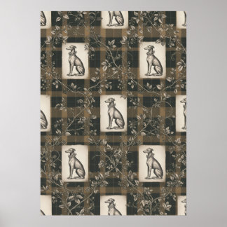 Poster Jardin Botanique de Gravure de Chien Vintage