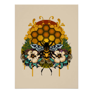 Poster Jardin Botanique de la Ruche de la Reine Abeille