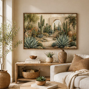 Poster Jardin botanique du désert Cactus et plantes succu