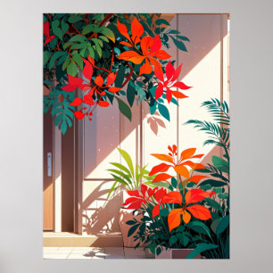 Poster Jardin botanique lumineux à l'étape de la porte