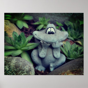 Poster Jardin Cute Grenouille Jardin Succulent