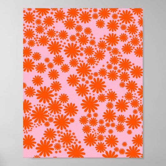 Poster Jardin Daisy 03 Orange Et Rose (Devant)