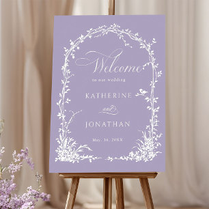 Poster Jardin d'arche botanique Lavande Mariage Bienvenue