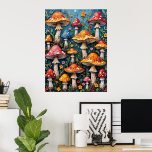 Poster Jardin de champignons Whimsical