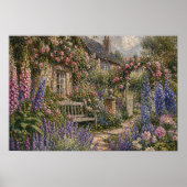 Poster Jardin de Cottage Anglais Fleur Romantique (Devant)