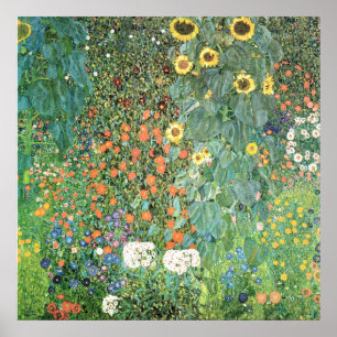 Poster Jardin de ferme avec tournesols de Gustav Klimt