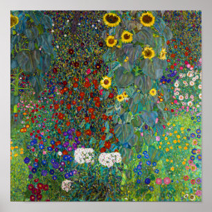 Poster Jardin de ferme avec tournesols Gustav Klimt