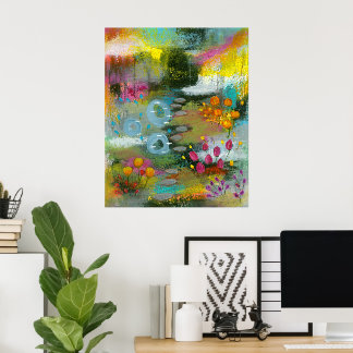 Poster Jardin de fleurs abstrait 2 Peinture florale botan