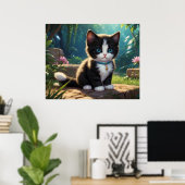 Poster *~* Jardin de Fleurs Chat Félin Chaton 5:4 (Bureau à domicile)