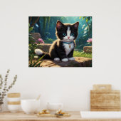 Poster *~* Jardin de Fleurs Chat Félin Chaton 5:4 (Cuisine)