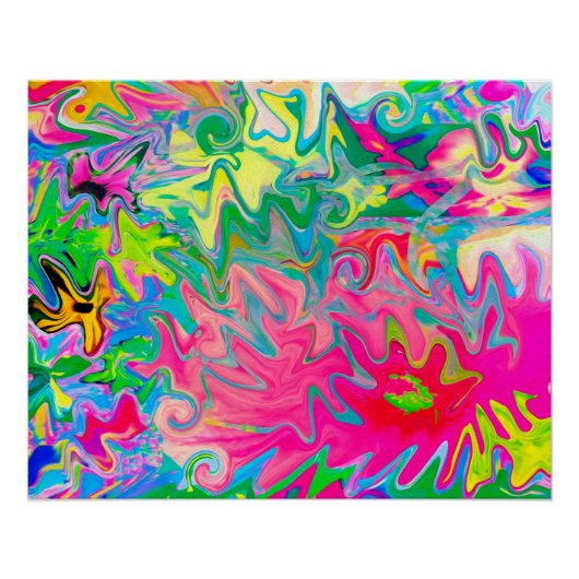 Poster Jardin de fleurs coloré Collage abstrait (Devant)