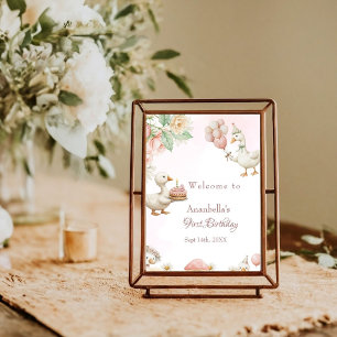 Poster Jardin de fleurs d'oie soie Champignons 1er annive