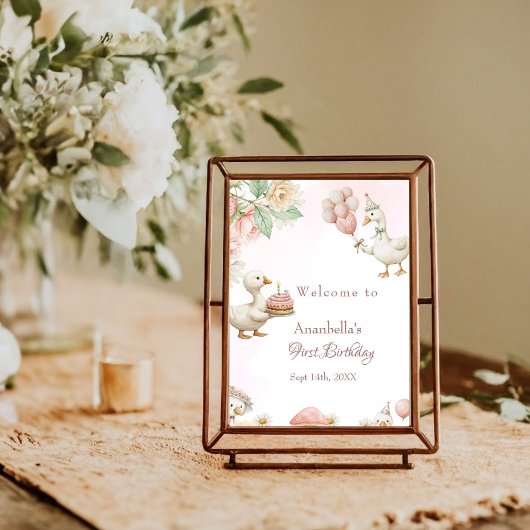 Poster Jardin de fleurs d'oie soie Champignons 1er annive