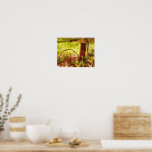 Poster Jardin de fleurs roue et pompe rouillées teintées (Cuisine)