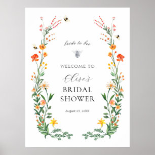 Poster Jardin de fleurs sauvages de la mariée signe de bi