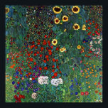 Poster Jardin de la ferme Gustav Klimt avec tournesols<br><div class="desc">Poster représentant la peinture de Gustav Klimt Farm Garden with Sunflowers (1907). Un beau jardin de tournesols et de belles fleurs bleues,  rouges,  violettes,  roses et blanches. Un grand cadeau pour les amateurs d'art Art Nouveau et autrichien.</div>