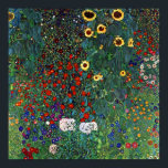 Poster Jardin de la ferme Gustav Klimt avec tournesols<br><div class="desc">Poster représentant la peinture de Gustav Klimt Farm Garden with Sunflowers (1907). Un beau jardin de tournesols et de belles fleurs bleues,  rouges,  violettes,  roses et blanches. Un grand cadeau pour les amateurs d'art Art Nouveau et autrichien.</div>