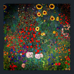 Poster Jardin de la ferme Gustav Klimt avec tournesols<br><div class="desc">Poster représentant la peinture de Gustav Klimt Farm Garden with Sunflowers (1907). Un beau jardin de tournesols et de belles fleurs bleues,  rouges,  violettes,  roses et blanches. Un grand cadeau pour les amateurs d'art Art Nouveau et autrichien.</div>