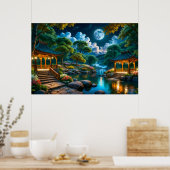 Poster Jardin de la nuit tranquille (Cuisine)