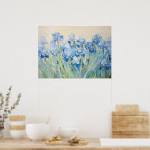Poster Jardin de l'Iris Bleu Peinture Florale Impressionn (Cuisine)
