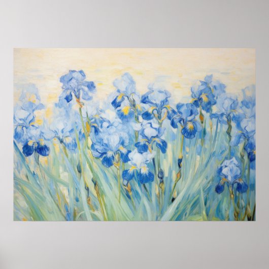 Poster Jardin de l'Iris Bleu Peinture Florale Impressionn (Devant)
