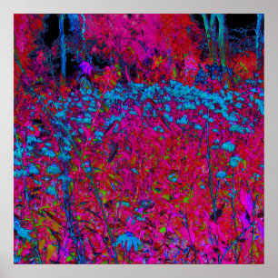 Poster Jardin de lys magenta fleur pourpre psychédélique