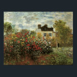 Poster Jardin de Monet à Argenteuil par Claude Monet<br><div class="desc">Le Jardin de l'Artiste à Argenteuil (Un coin du Jardin avec Dahlias) (1873) de Claude Monet est un impressionisme vintage peinture de la nature florale d'art. Une ferme de campagne se trouve dans l'arrière - plan. Un couple amoureux passe devant un jardin romantique de printemps avec des roses en fleurs...</div>