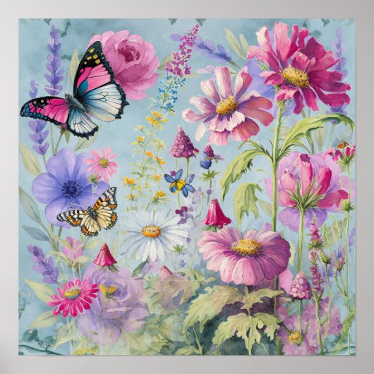 Poster Jardin de papillons Cottagecore (Devant)