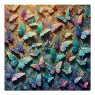 Poster Jardin de papillons iridescent
