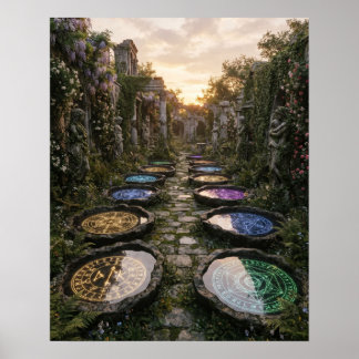 Poster Jardin de pierre du bassin réfléchissant