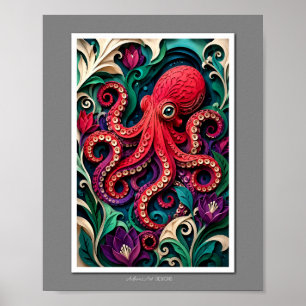 Poster Jardin de Poulpe en Papier Vibrant