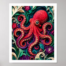Jardin de Poulpe en Papier Vibrant