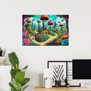 Poster Jardin de rêve du pays des merveilles fantaisistes