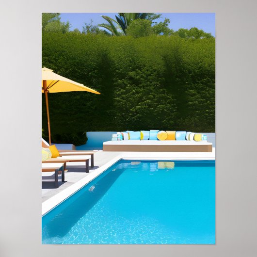 Poster Jardin de rêve photo de piscine Art (Devant)