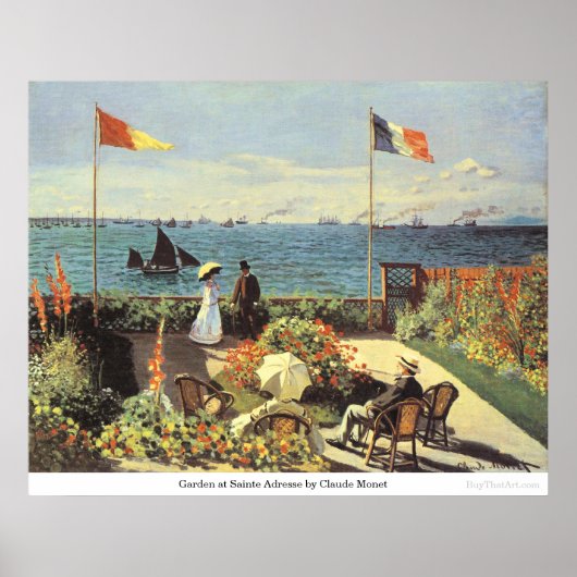 Poster Jardin de Sainte Adresse par Claude Monet (Devant)