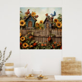 Poster Jardin de tournesol 7 Maisons d'oiseaux Oiseaux bl (Cuisine)