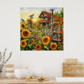 Poster Jardin de tournesol 9 Maisons d'oiseaux Oiseaux bl (Cuisine)