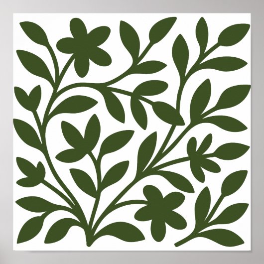 Poster Jardin de vrilles Vert Feuillage floral (Devant)