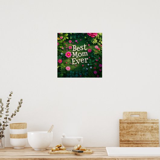 Poster Jardin des fleurs Meilleure mère jamais (Cuisine)