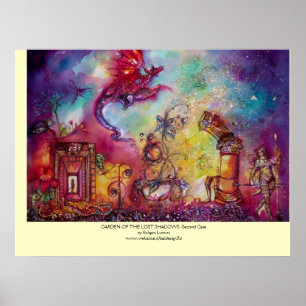 POSTER JARDIN DES OMBRES PERDUES - DRAGON ROUGE VOL